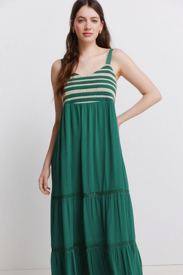 Springfield Crochet midi dress green