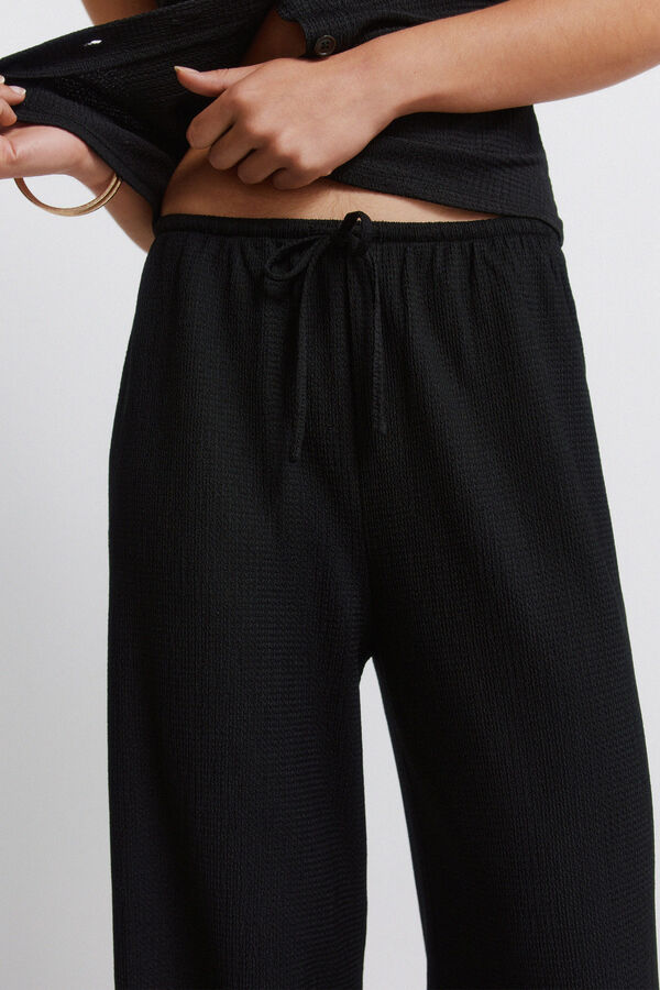 Springfield Wide leg structure long trousers black