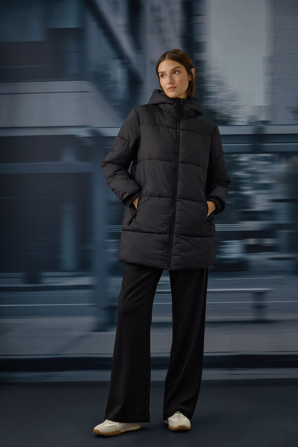 Springfield Veste mi-longue matelass&eacute;e r&eacute;sistante &agrave; l'eau noir