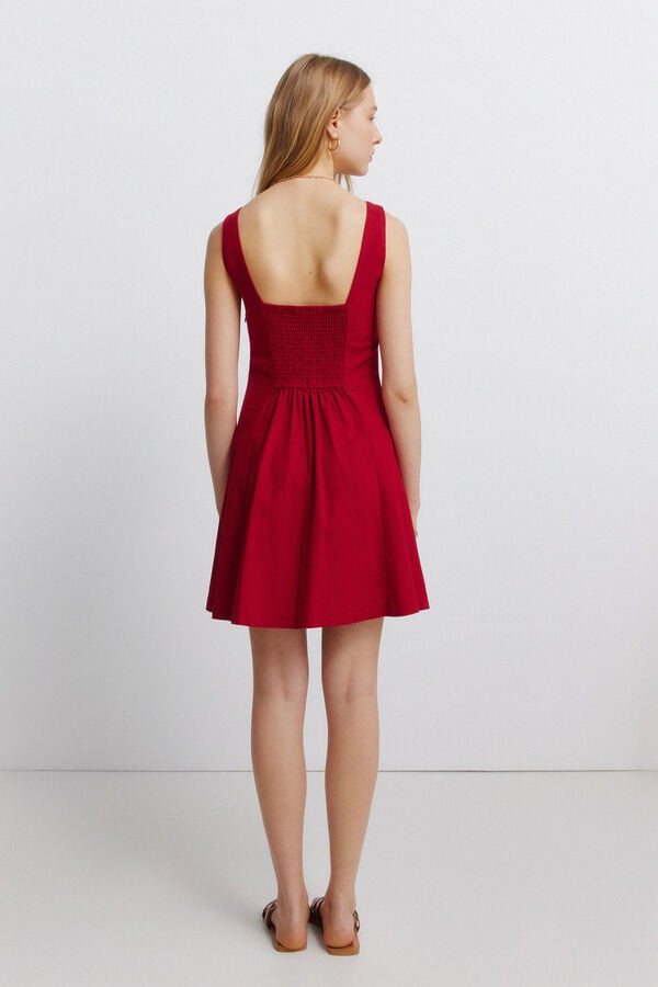 Springfield Linen short strap dress red