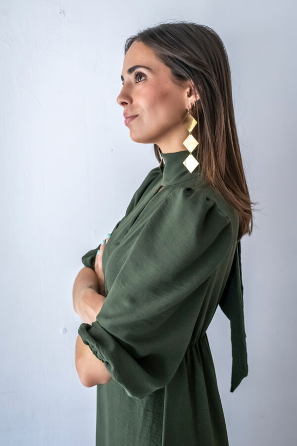 Cul Sac Vestido midi frunces kaki