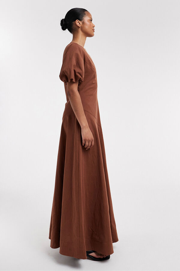 Topshop Vestido comprido mangas bal&atilde;o vermelho