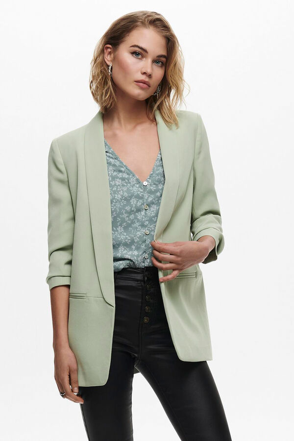 Only Blazer de manga a 3/4 com lapelas bege