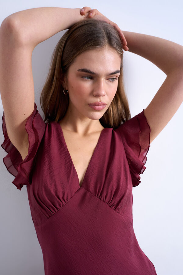 Topshop Long V-neck dress red