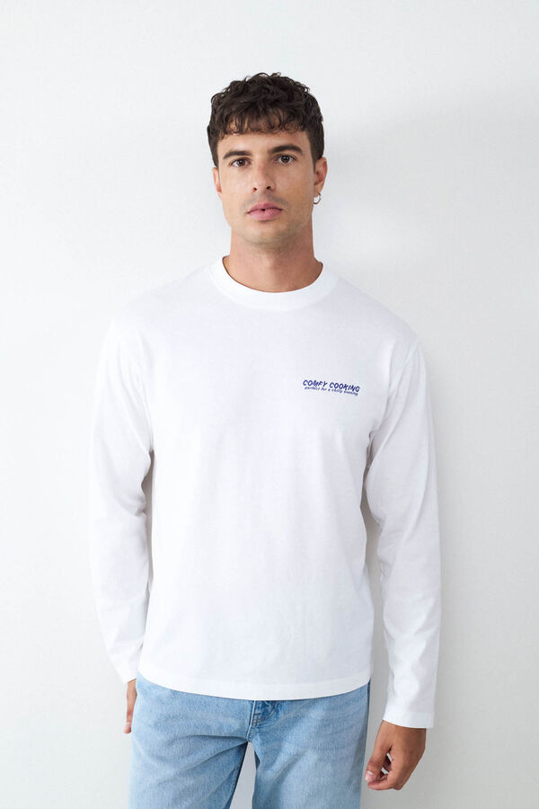 Balmohk Picnic print long sleeve T-shirt white