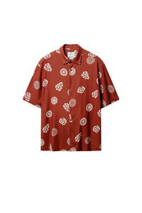 Springfield Camisa de manga curta em viscose estampada