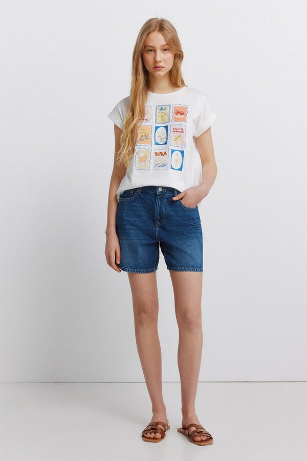 Springfield Printed short sleeve T-shirt beige