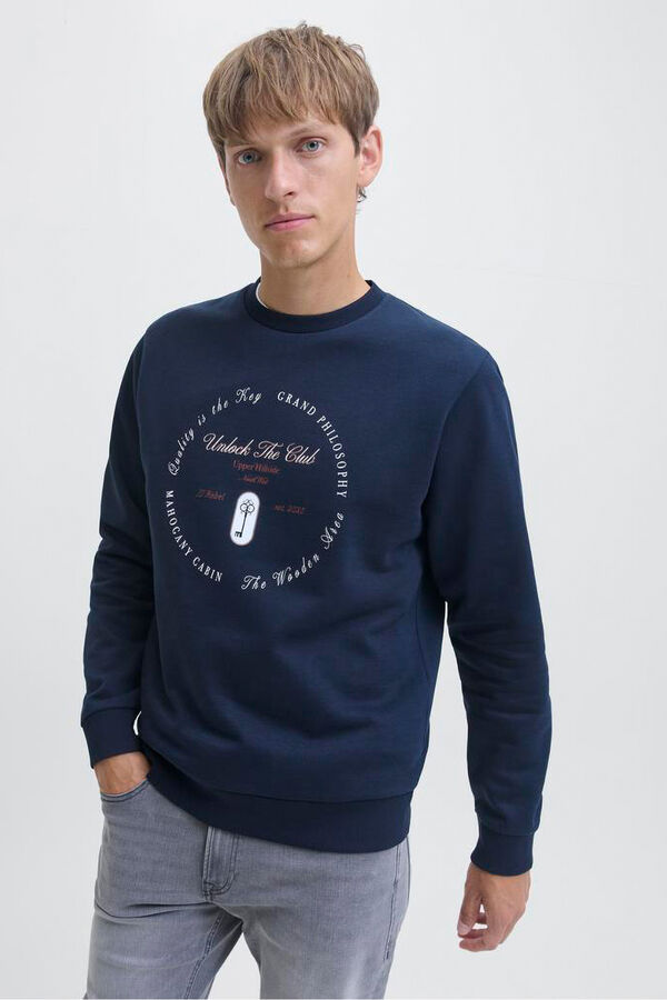 JJ REBEL Front print sweatshirt bleu