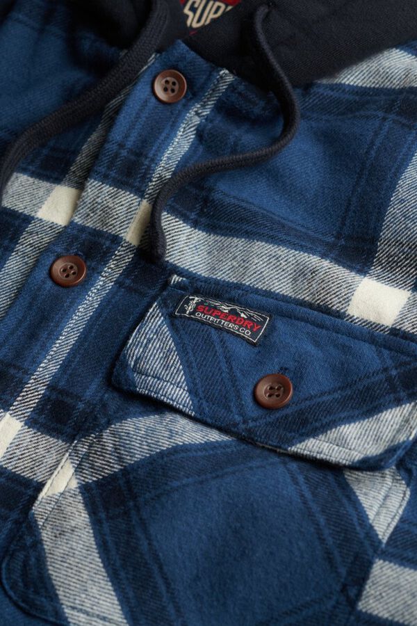 Superdry Plaid hooded overshirt printed