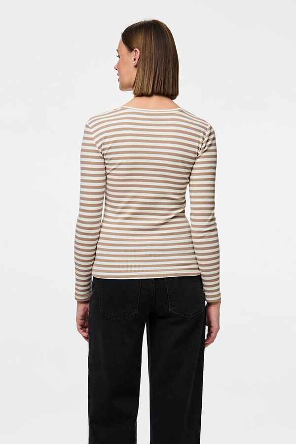 Pieces Ribbed long-sleeve T-shirt nude