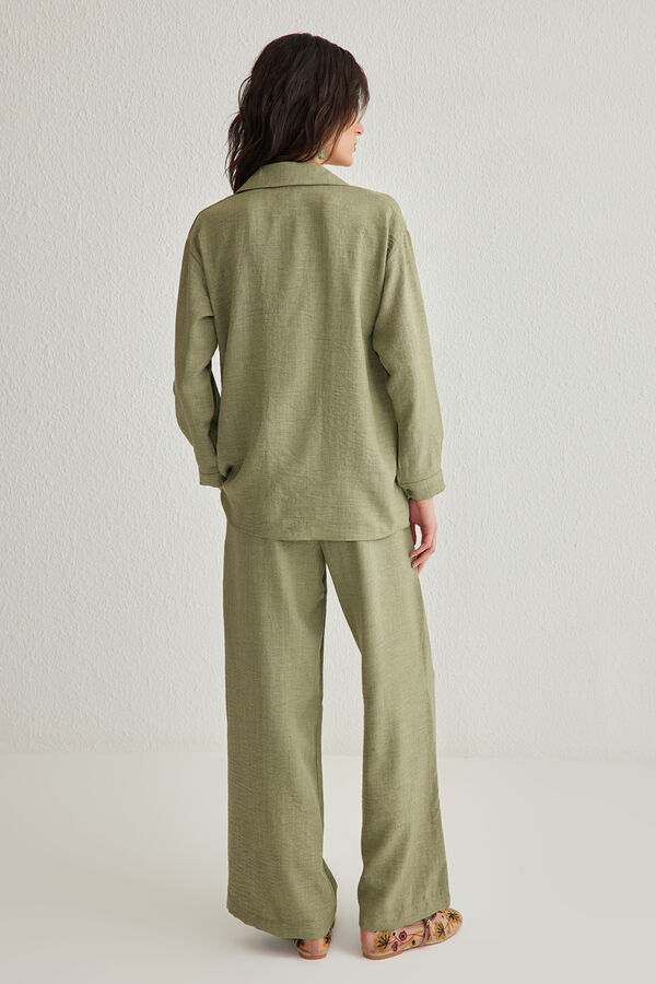 Trendyol Conjunto fluido mangas ca&iacute;das kaki