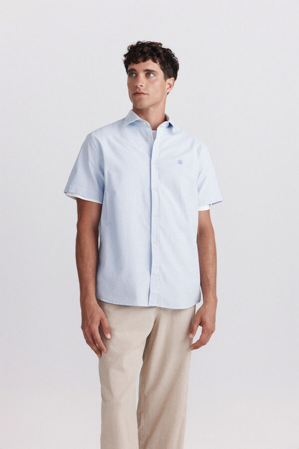 Springfield Chemise &agrave; manches courtes oxford &agrave; rayures bleu