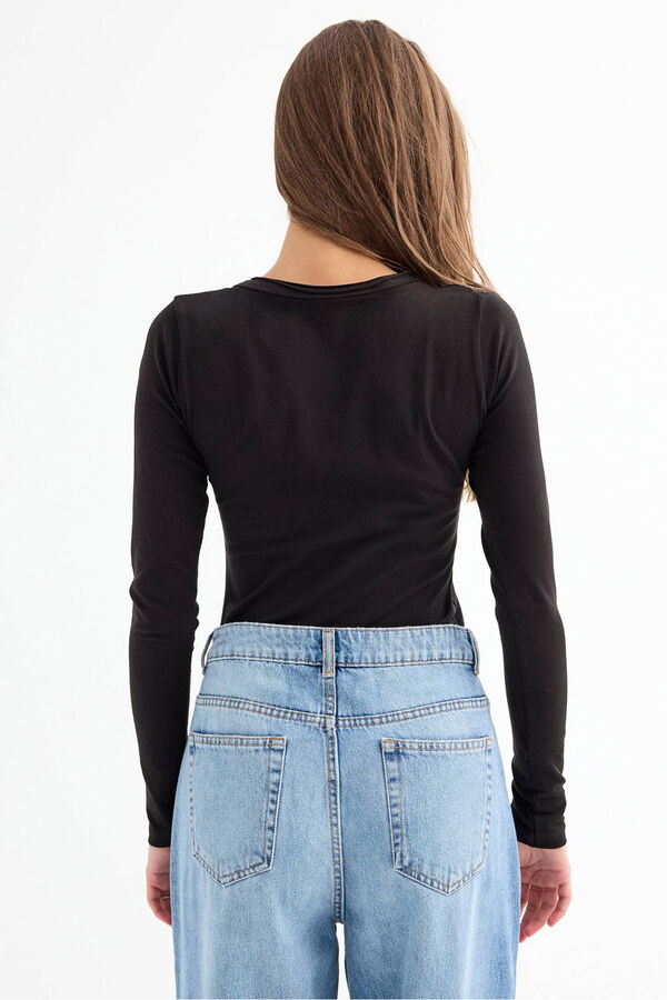 Inside Camiseta de manga larga b&aacute;sica negro