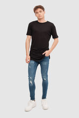 Inside Camiseta B&aacute;sica Longa preto