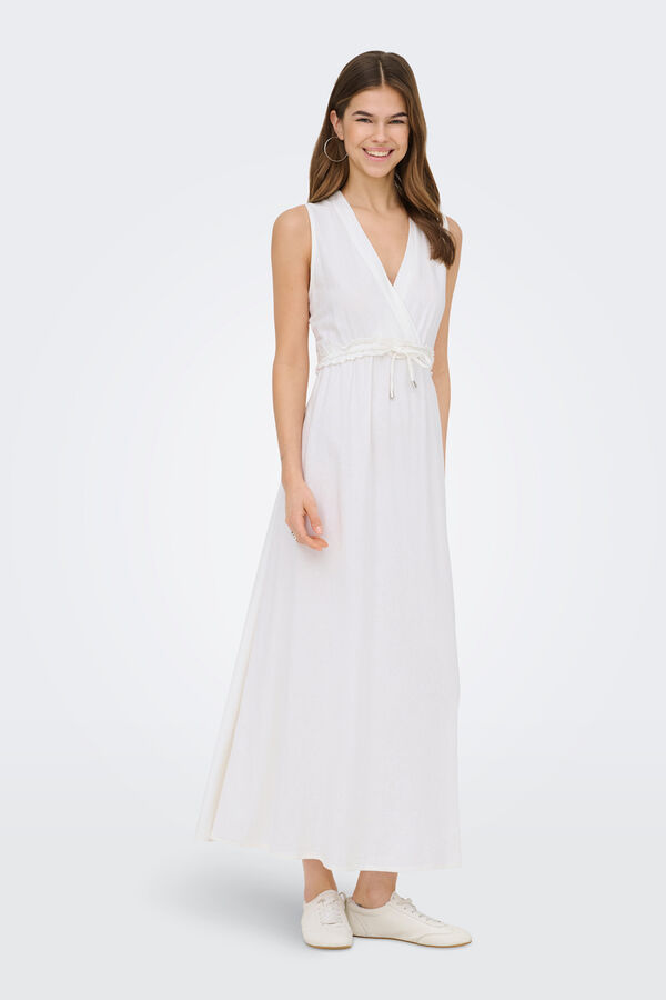Only Vestido largo de lino blanco