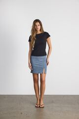 Noisy May Boat neck short sleeve T-shirt black