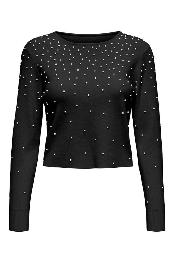Damen Pulli Pullover Schwarz Mit Perlen Sexy Miss Damen Pulli