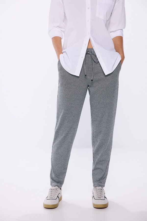 Springfield Pantalón jogger punto circular negro