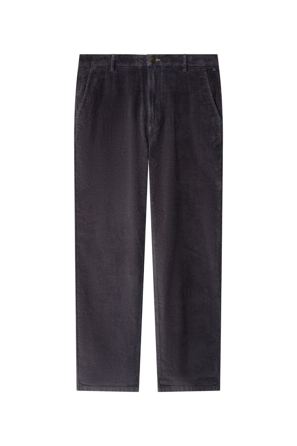Springfield Pantalon en velours c&ocirc;tel&eacute; lav&eacute; bleu