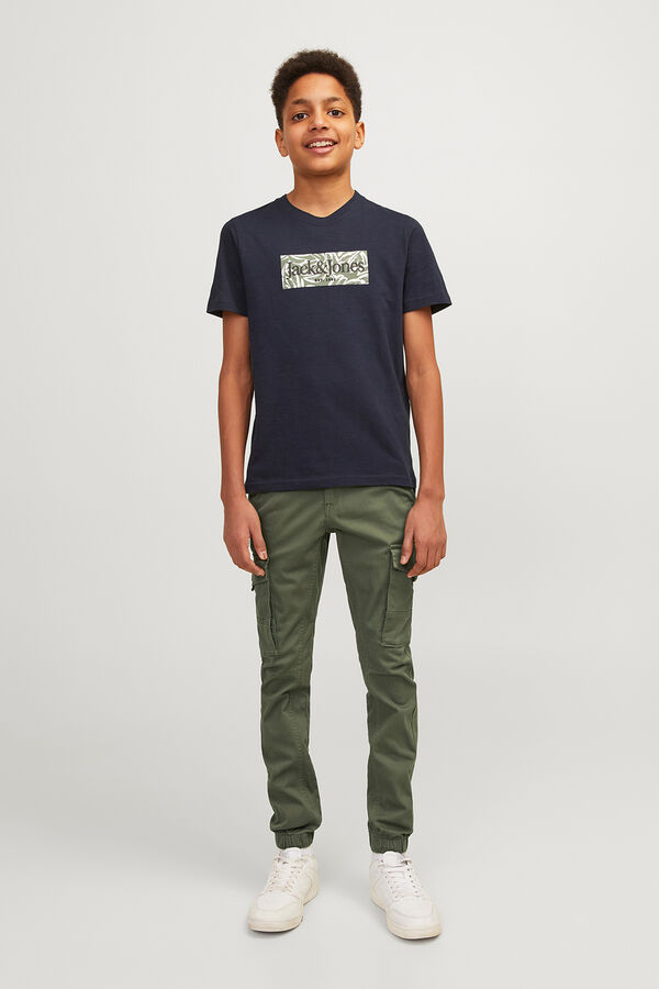 Jack & Jones Junior Pantal&oacute;n cargo slim verde