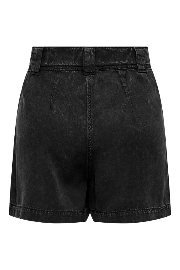 Springfield Calças curtas de cintura subida tecido lavado preto