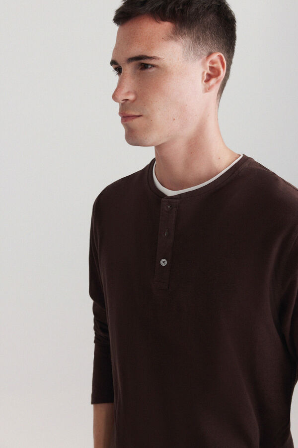 Springfield Double long sleeve Henley T-shirt nude