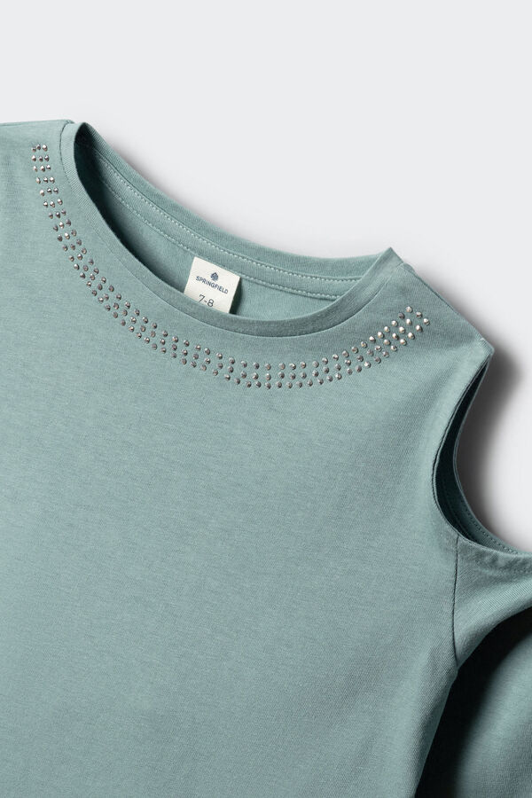 Springfield Kids Camiseta manga larga tachas hombro descubierto ni&ntilde;a estampado