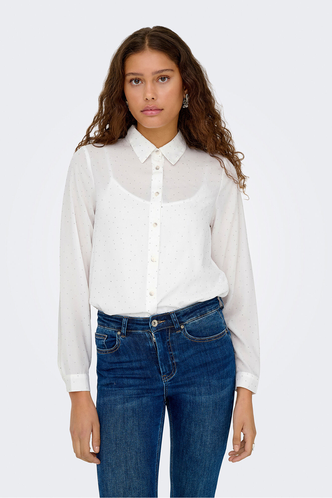 Only Camisa glitter manga larga