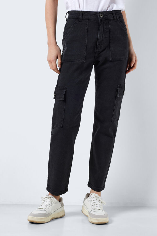 Springfield Moni straight cargo jeans crna