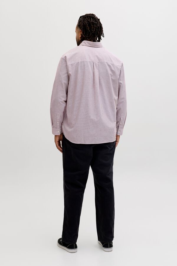 Jack & Jones PLUS long sleeve printed Oxford shirt rose