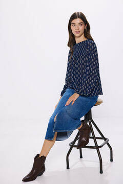 Springfield Honeycomb printed blouse blue