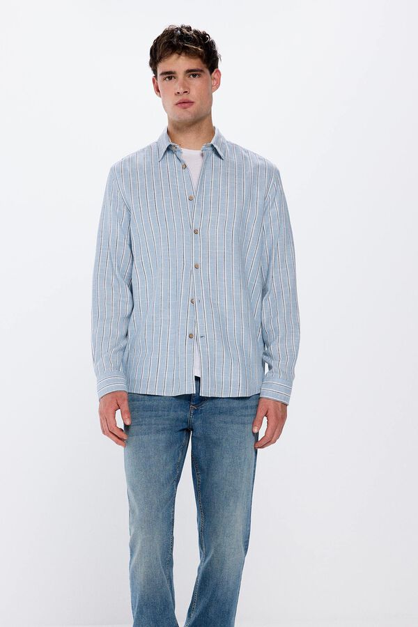 Springfield Rustic striped shirt steel blue