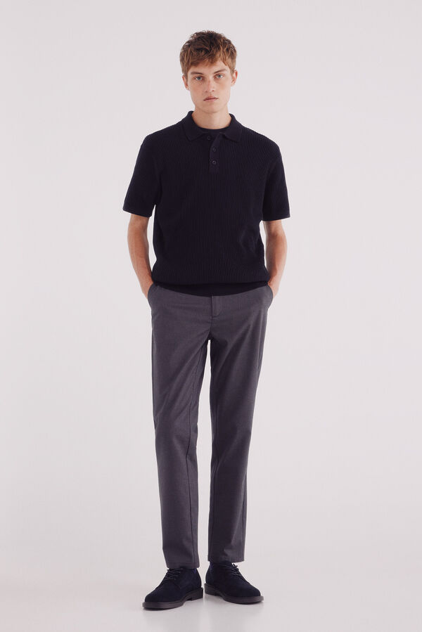 Springfield short sleeve jersey with polo shirt neck structure blue