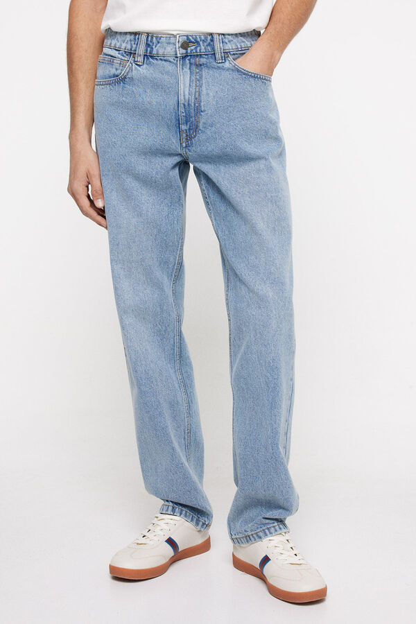 Springfield Jeans straight lavagem média azul aço