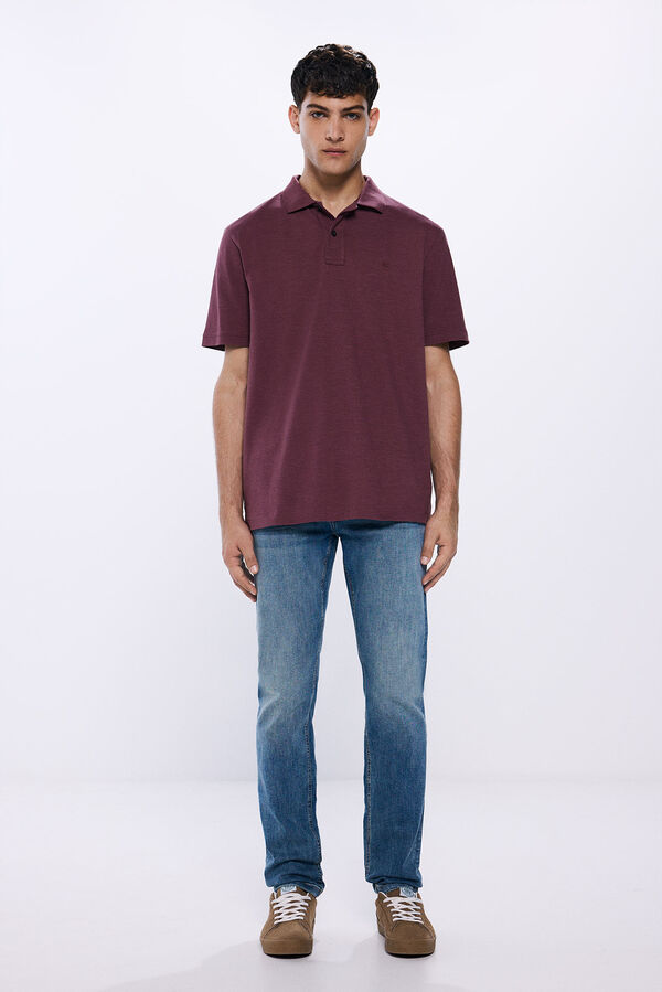 Springfield regular fit piqué polo shirt deep red