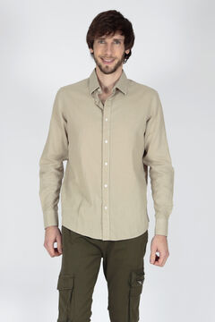 Springfield Long-sleeved linen shirt medium beige