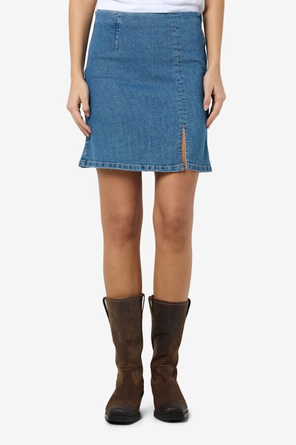 Noisy May Denim short skirt with side slit blue