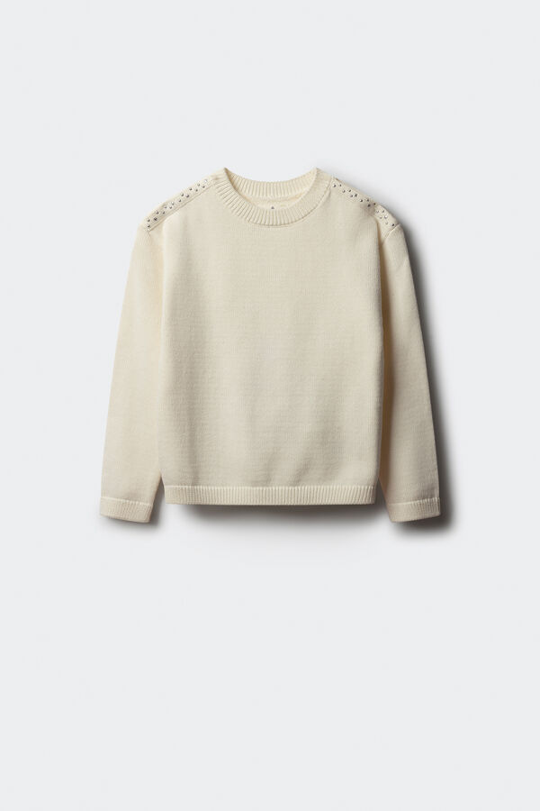 Springfield Kids Camiseta feminina canelada ombro a ombro bege