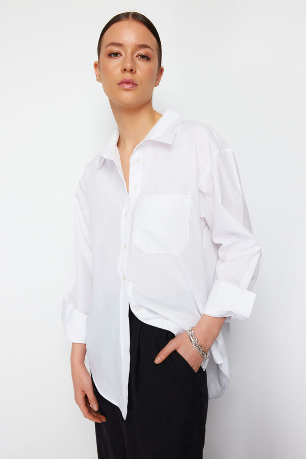 Trendyol Camisa algod&oacute;n blanco