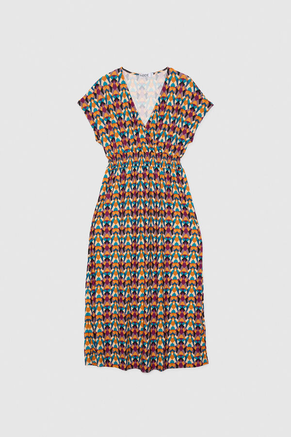Springfield Midi dress with elasticated waist ljubičasta