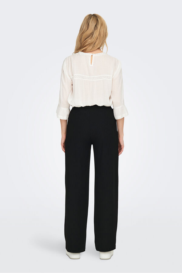 Only Gerippte Hose mit weitem Bein Schwarz