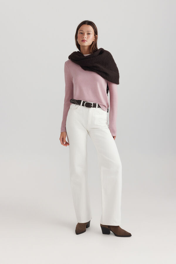 Springfield Long sleeve pleated T-shirt pink