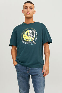Springfield Kurzarm-Shirt mit Totenkopf-Print grün