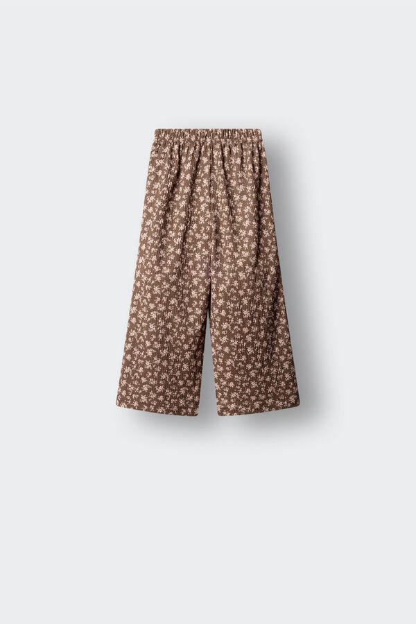 Springfield Kids Pantalone culotte sa cvetnim printom za devojčice Braon