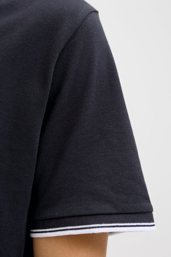 JJ REBEL Piqu&eacute; knit regular fit polo shirt noir