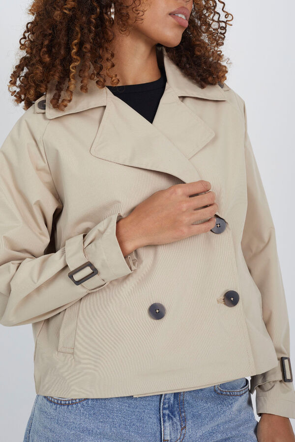 Brave Soul Short trench coat with double-breasted fastening brown