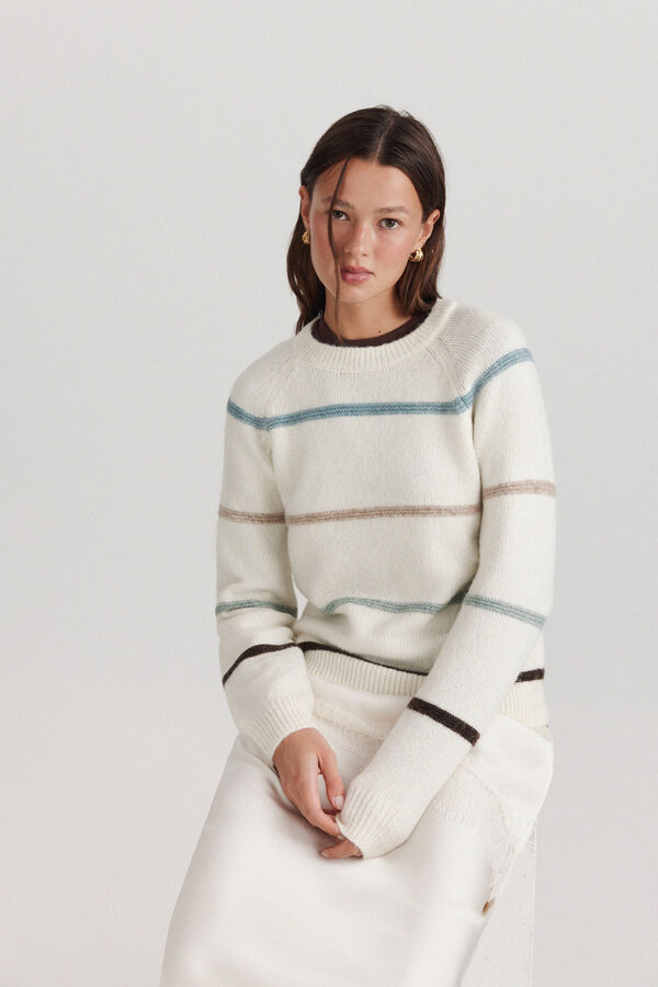 Springfield Striped knit jumper beige