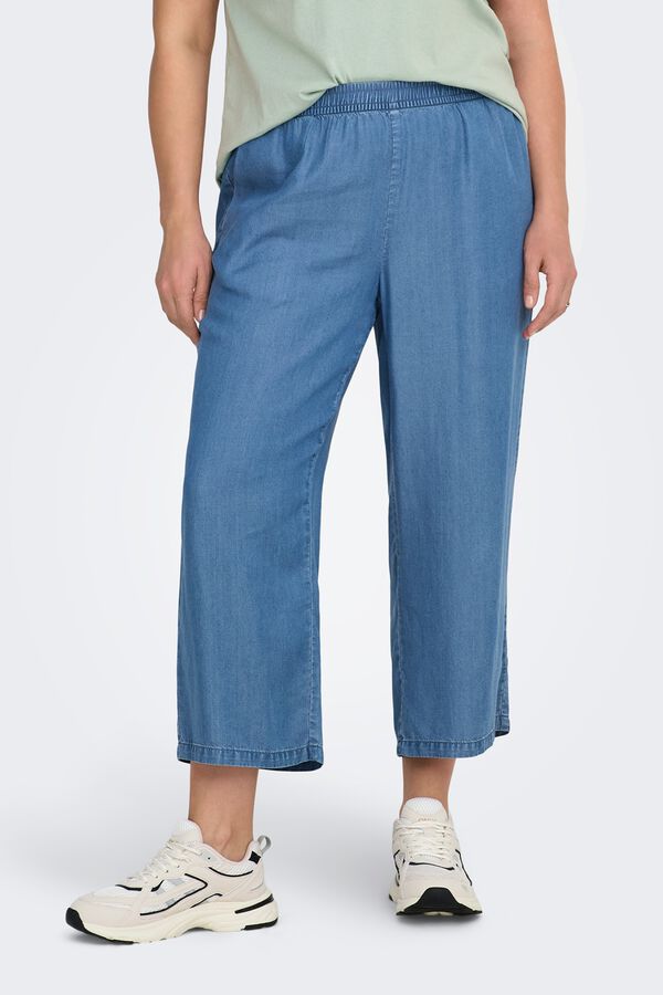 Only Carmakoma Pantal&oacute;n ancho cropped talla grande azul
