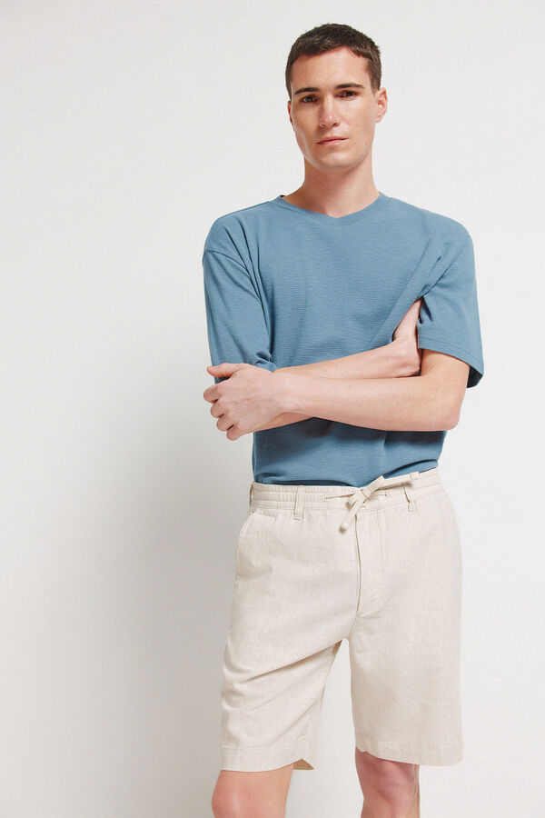 Springfield Bermuda coupe slim confortable en lin gris