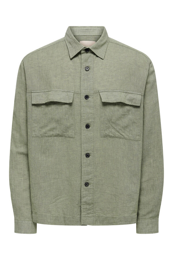 Only & Sons Linen overshirt green